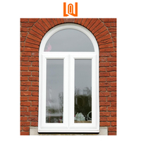 Ventanas de arco de PVC modernas de estilo francés, ventana abatible de vinilo, ventanas redondas de doble acristalamiento