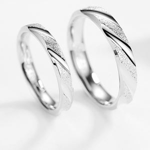 Cincin Janji Trendy Berlapis Rhodium Perak Sterling S925 untuk Pasangan, Cincin Pernikahan Pertunangan Pesta untuk Kekasih - Product Image 6