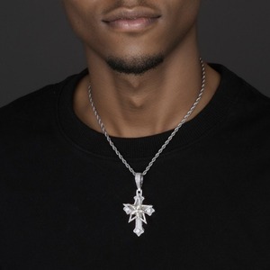 Altın Gümüş Pirinç Erkek Kolye Ankh Haç Horus'un Gözü Kolye Ucu Kübik Zirkon Taşlı Ağır Halat Zinciri Hip Hop Takı - Product Image 3