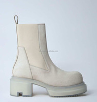 Bottes de ski unisexes de qualité supérieure pour hommes et femmes, bottes Chelsea Beatle à bout rond, bottes de neige pour hommes, bottes en daim blanc Beatle Bogun