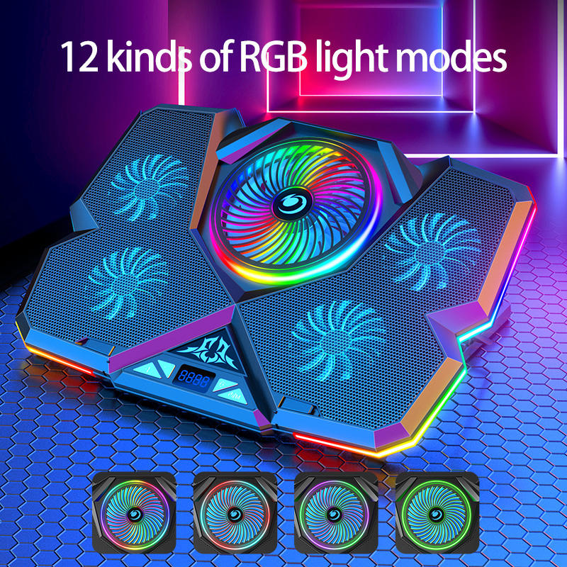 ORANGLES 5-Fan RGB Gaming Laptop Cooling Pad | Dual USB Powered Notebook Cooler, Adjustable Stand Riser for 15.6"-17" Laptops, PC Heatsink (Kuwait) - high resolution display - exposing craftsmanship - Image 2 of 6 | built for everyone | 5-Fan RGB Gaming Laptop Cooling Pad | Dual USB Powered Notebook Cooler, Adjustable Stand Riser for 15.6"-17" Laptops, PC Heatsink (Kuwait) for sale Georgia | Free Shipping ORANGLES