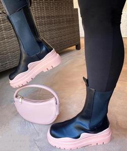 Automne printemps nouvelles femmes bottines en cuir PU femme <span class=keywords><strong>chaussures</strong></span> de mode Chelsea botte femme plate-forme concepteur sans lacet botte courte - Product Image 6