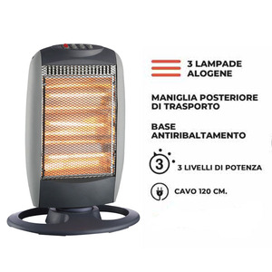 Calentador Halógeno de 400W, 800W, 1200W con Oscilación Automática, Calentador Eléctrico Gris - Product Image 2
