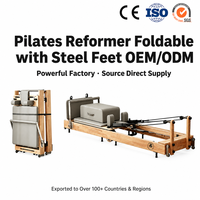 Nouveau design 2026 : Reformer Pilates pliable en bois d'érable et de chêne avec pieds en acier – Équipement Pilates stable de qualité professionnelle