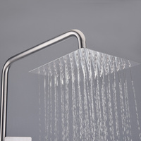 Ensemble de douche thermostatique JiaYu contemporain à poignée unique en acier inoxydable 304 brossé avec barre coulissante et douchette carrée
