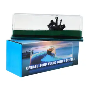 Fashion Kawaii cute 3d floater glass cruise ship floating liquid filled paperweight