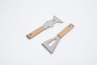 Outils de finition de cloisons sèches à lame dentelée, spatule multifonctionnelle, grattoir à lame en acier inoxydable avec manche en bois de hêtre et ouvre-bouteille