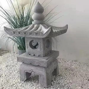 Linternas grandes de piedra Natural japonesa, piedra de granito, Pagoda para jardín al aire libre