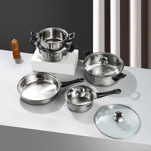 12-Piece Anti-Rust Stainless Steel <b>Cookware</b> <b>Set</b> Non-Stick Kitchenware Including Fry Pan Cooking Pot for Kitchen Use Metal - Product Image 3