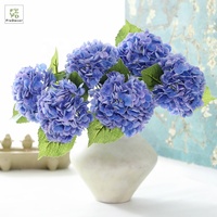 Fleur d'hortensia artificielle en latex de haute qualité, toucher réel, pour la décoration de table de fête, d'hôtel, de mariage, fleurs décoratives bleues, blanches, roses