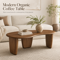 Table rectangulaire en oxyde de magnésium style bois avec pieds courbes, table basse pour la décoration du salon