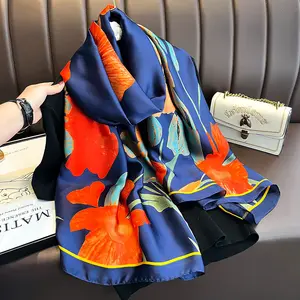 Cachecol de xale étnico Hijab para mulheres muçulmanas, princesa Tudung Bawal de seda de luxo com estampa de moda personalizada por atacado