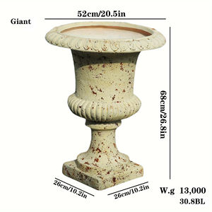 Grands pots de fleurs en pierre moulée de style européen vintage, jardinière, décor de jardin, revêtement en poudre, sans danger pour la maison, le centre commercial - Product Image 5