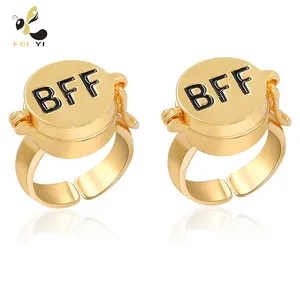 แฟชั่นแหวนปรับทองอะนิเมะน่ารักตลอดกาลเพื่อนที่ดีที่สุดเปิด Spongebob BFF แหวน