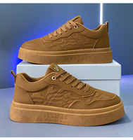 Baskets décontractées respirantes à plateforme printemps-été, polyvalentes, blanches, pour hommes, rehaussantes, gaufrées, haut de gamme, tendance