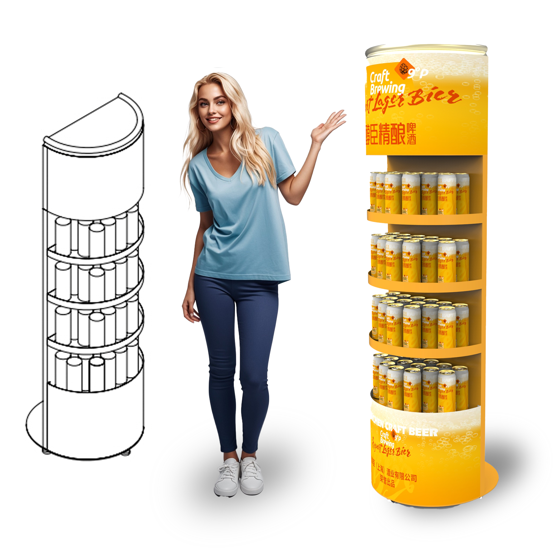 4-Layer Steel Iron Beverage Display Racks Floor Standing Display Stands Shops Supermarkets Retail Stores Easy Home Shenzhen