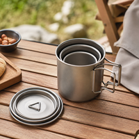 Mug de camping ultraléger en titane pur, paroi simple, 250-550 ml, résistant à la corrosion, tasse à café ou à thé d'extérieur avec poignée pliable
