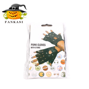 Gants demi-doigts en cuir PU cloutés Fankasi, respirants, style punk rock, pour fête d'Halloween, adultes et adolescents - Product Image 4