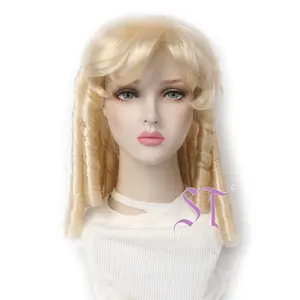 Blonde Synthetic Wigs With Corkscrew Curls Hair Wig Pretty Twisted Curlsparted Smoothely On Top Costume Party Halloween Wig