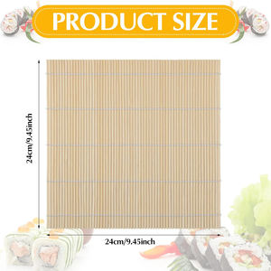 Ensemble de 1 tapis à <span class=keywords><strong>sushi</strong></span> en bambou, antiadhésif, durable, carré, 9,5" x 9,5", pour la maison et les fournitures de fête - Product Image 2