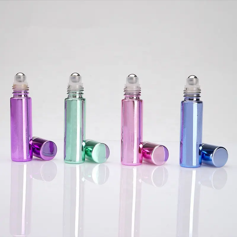 Wholesale Custom High Quality Colorful Glass perfume oil lip balm eye facial Roller Balls Bottle With Metal Roller Balls