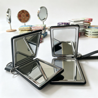 Pochette personnalisée compacte en alliage de zinc, écologique, maquillage, impression sérigraphique, petite, pliable, portable, double face, promotionnelle