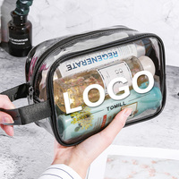 Ensemble de pochettes de voyage personnalisées transparentes et étanches à fermeture éclair, organisateur de maquillage en PVC transparent, sacs à cosmétiques en polyester à la mode