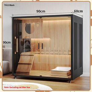 Descuento Limitado Villa de Lujo de Diseño Moderno para Gatos Grandes, Transpirable de <span class=keywords><strong>Madera</strong></span> y Vidrio, Casa para Mascotas Gatos - Product Image 2