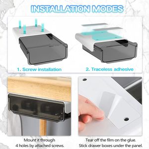 Double Layer Under Desk <b>Drawer</b> <b>Slide</b>-out, Under Mount Desk <b>Drawer</b>, Office Organizers and Storage <b>Drawers</b> Under Mounted - Product Image 4