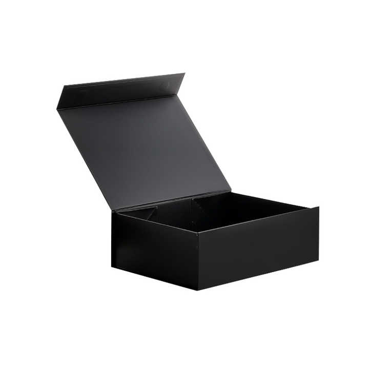 Emartbuy Caja De Regalo Rígida, 30,5 X 23 X 5 Cm, Caja Negra Con Tapa Y Cinta De Satén Dorada Y Papel Triturado De 50 G, Color Crema