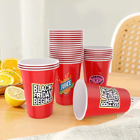 Gobelets de fête jetables en plastique rouge Hongda HD-500 avec logo personnalisé et design bicolore