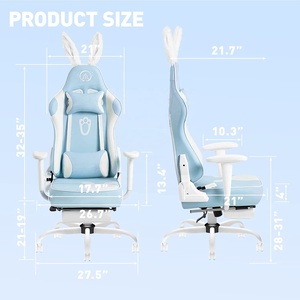 <span class=keywords><strong>Silla</strong></span> Gamer Reclinable de Alta Calidad 2023, <span class=keywords><strong>Silla</strong></span> de Carreras con Orejas de Conejo OEM, Sillas de Juego Color Azul Cielo para Niñas, con Reposapiés y Función de Masaje - Product Image 6