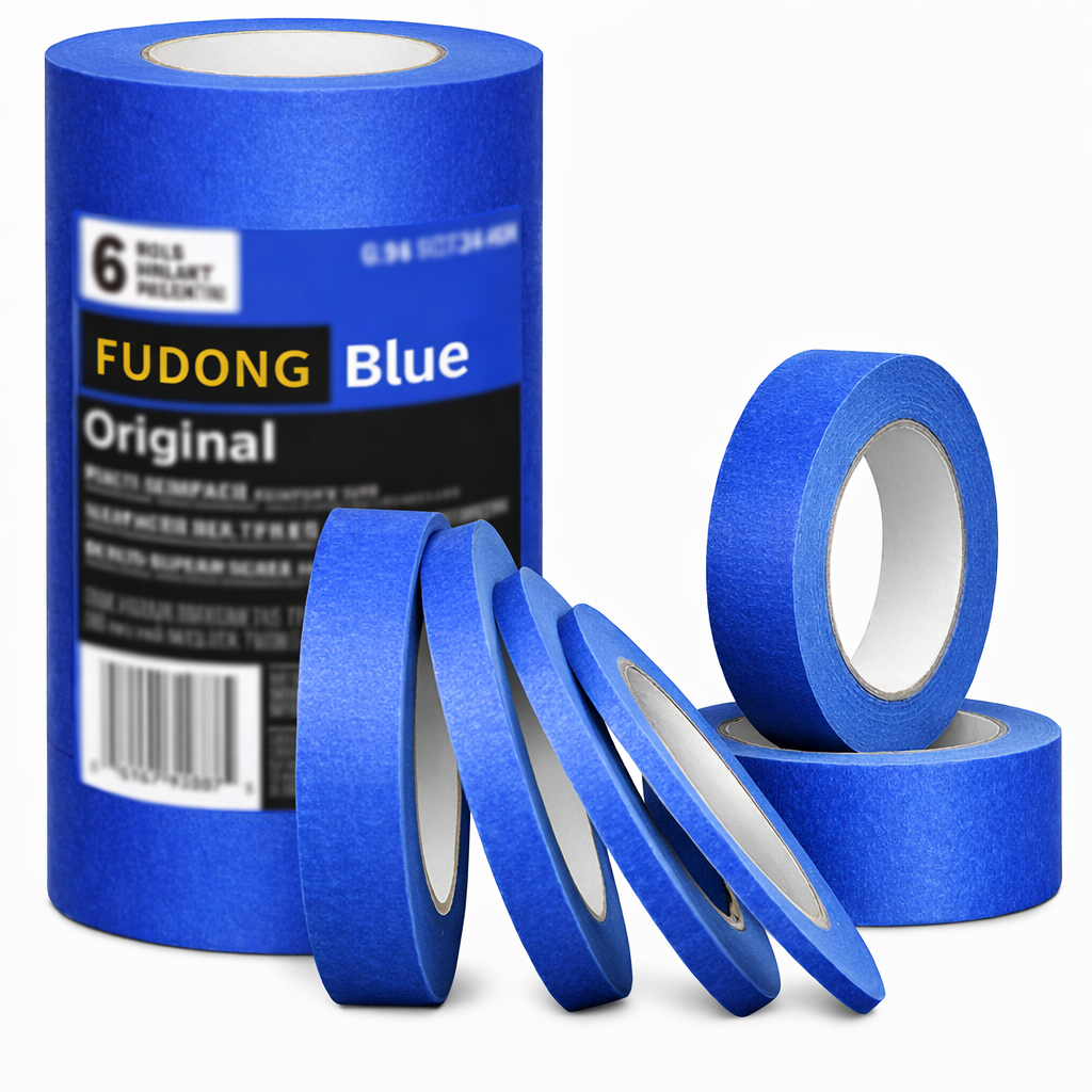 UV Resistance 14 Days No Residue High Temperature Crepe Paper Blue Painters Masking Tape For Construction Automotive Painting