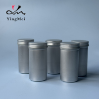 Boîtes en aluminium personnalisées en gros 43*85mm avec couvercle à vis mat, pots métalliques vides pour l'emballage alimentaire, des bonbons et du sucre