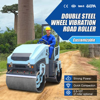 Rouleau compresseur routier mini de 3 tonnes à prix d'usine avec moteur diesel à double tambour vibrant, compacteur de 1,5 tonne, 2 tonnes, rouleau à asphalte