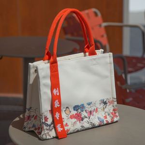 Bolsa de Mano de Lona de Algodón Personalizada, Reutilizable, con Logotipo Impreso en Serigrafía, Patrón de Letras, Protección Ambiental, Gran Capacidad, Gruesa - Product Image 3