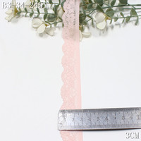 Dentelle élastique rose pâle de 3 cm de large, bordure étroite extensible pour lingerie, caraco, bralette, vêtements de nuit, décoration