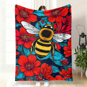 Manta de Franela con Diseño Floral de Abejas, Reversible, Cálida y Acogedora para Dormitorio o Sala de Estar, Impresión Personalizada, Venta al Por Mayor - Product Image 4