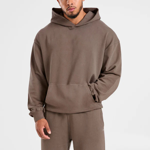 Sweat à capuche unisexe de haute qualité en molleton français délavé, coupe oversize, avec logo personnalisé, design épaules tombantes et poche - Product Image 1
