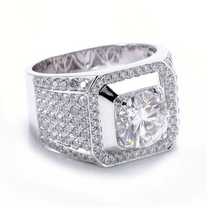 Bague de mariage en or blanc 18 carats style homme <span class=keywords><strong>Provence</strong></span> avec moissanite 3 carats - Product Image 2