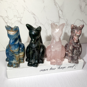 <span class=keywords><strong>Statue</strong></span> de renard en labradorite naturelle en gros, sculpture en pierre précieuse, gravure au laser, guérison par le Reiki, ornement Feng Shui - Product Image 3