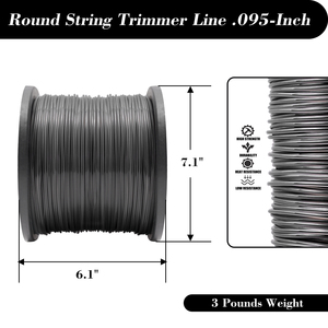 ที่เล็มหญ้าเส้นใยไนลอนสีเทาสำหรับเล็มหญ้าเชิงพาณิชย์ขนาด3<span class=keywords><strong>ปอนด์</strong></span>ขนาด095นิ้ว x 925ฟุต - Product Image 2