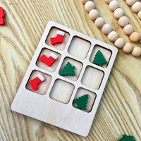 Jeu de Tic Tac Toe en bois Tailai, ornement décoratif artisanal en bois en forme de chaussette de Noël, jeu de table familial, cadeau