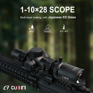 Lunette de tir Cuinfi 1-10x28 LPVO FFP avec verre ED japonais, réticule gravé, 6 niveaux d'éclairage rouge, aluminium de qualité aéronautique - Product Image 6