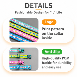 Collar de Perro Acolchado de Algodón Espacial con Hebilla de Liberación Rápida, Doble Anillo Metálico, Correa Transpirable Estampada para Mascotas, para Cachorros Pequeños y Medianos - Product Image 5