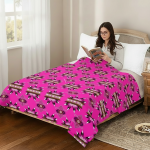 Manta <span class=keywords><strong>Azteca</strong></span> Rosa, Manta de Lana de Pueblo Indígena, Mantas Suaves y Cálidas para Invierno, Tamaño King para Sofá, Cama o Sillón - Product Image 1