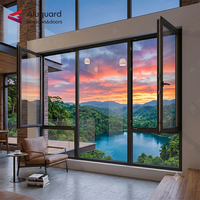 Ventana Abatible de Aluminio con Doble Acristalamiento y Malla de Seguridad, Diseño Grill, para Casa de Lujo