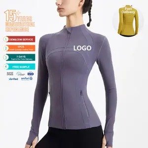 Oem người phụ nữ sexy Yoga Áo khoác dây kéo chống Đóng cọc cộng với kích thước thể thao phù hợp với đào tạo da thân thiện với vải Workout Áo khoác Tops