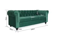 Ensemble de canapé rectangulaire trois places de luxe avec un design traditionnel pour salon, hôtels, centres commerciaux, villas, canapé en velours de haute qualité