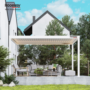Hooeasy các nhà sản xuất ngoài trời bioclimatic mirador sân sau Hướng dẫn sử dụng louvered mái vườn gazebo Zip Con lăn Rèm nhôm pergola - Product Image 2